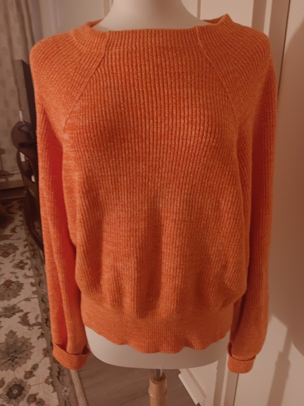 Free People Women's Ribbed Crewneck Sweater in Bright Orange
